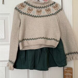 Cozy Beige Sweater with Green Accents